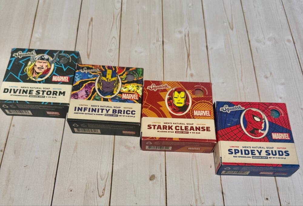Dr. Squatch Marvel Limited Edition Soap Set:Thor, Thanos,Iron Man,Spider-Man New